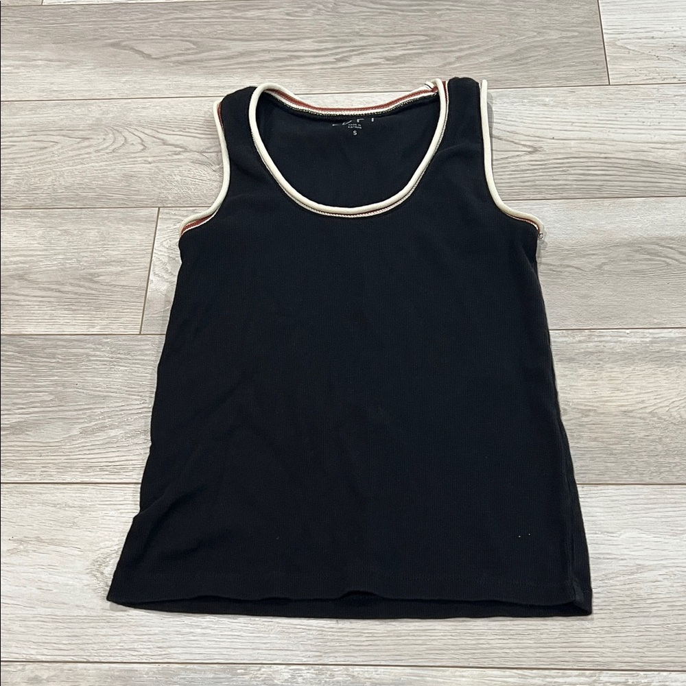 LOFT Black Tank Top with Cream Trim